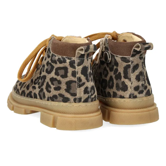 Bottines Zip Lacets Léopard | Taupe