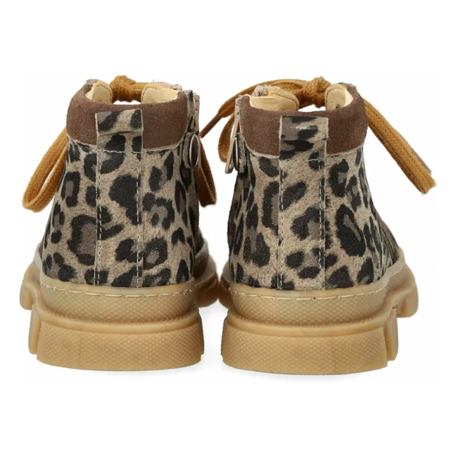 Botas de encaje con cremallera de leopardo | Topo
