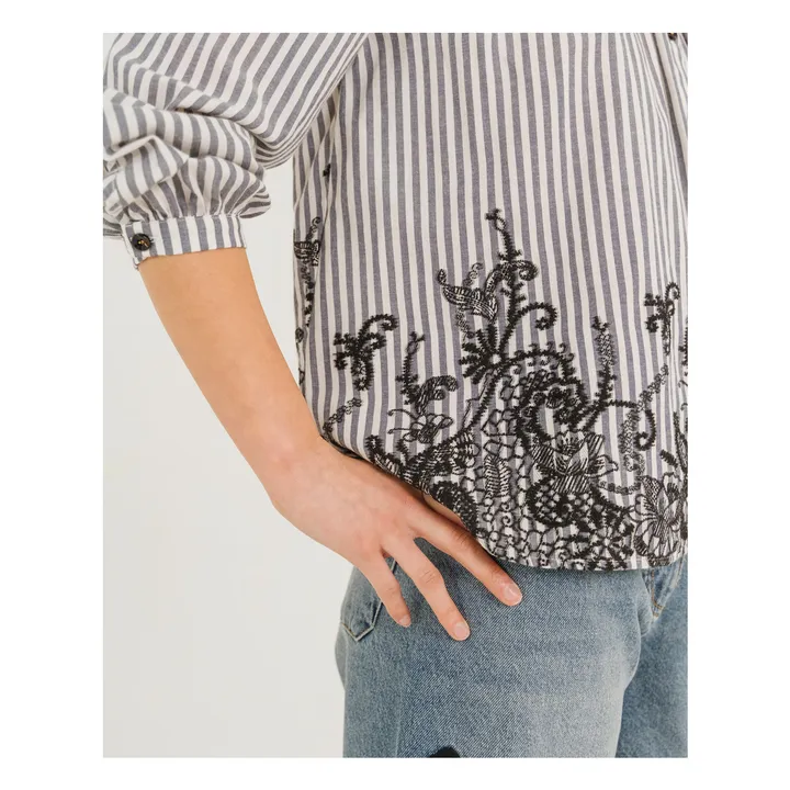 Bali Indie Striped Blouse | Black- Product image n°4