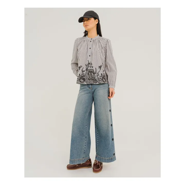 Bali Indie Striped Blouse | Black- Product image n°0