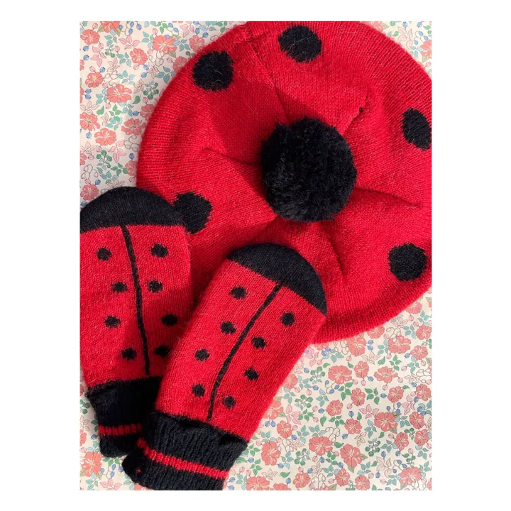 Mitaines Coccinelle Laine Mérinos | Rouge- Image produit n°5
