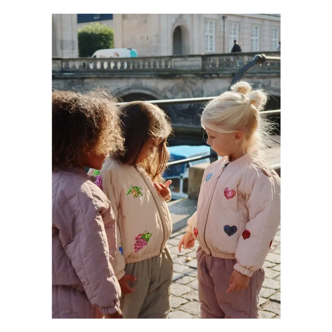 Bomber Sequins Juno Cœurs | Rose pâle