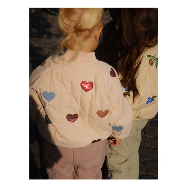 Bomber Sequins Juno Cœurs | Rose pâle
