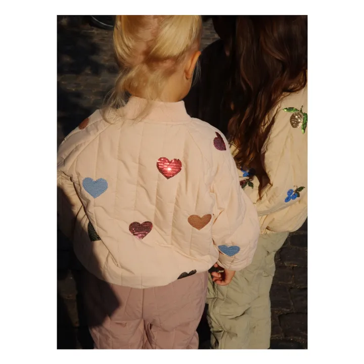Bomber Sequins Juno Cœurs | Rose pâle- Image produit n°1