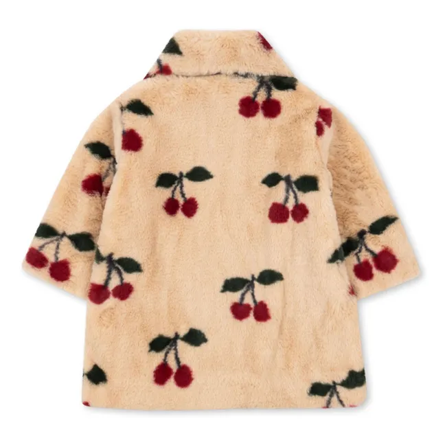 Manteau Façon Fourrure Fuzzie Cerises | Beige