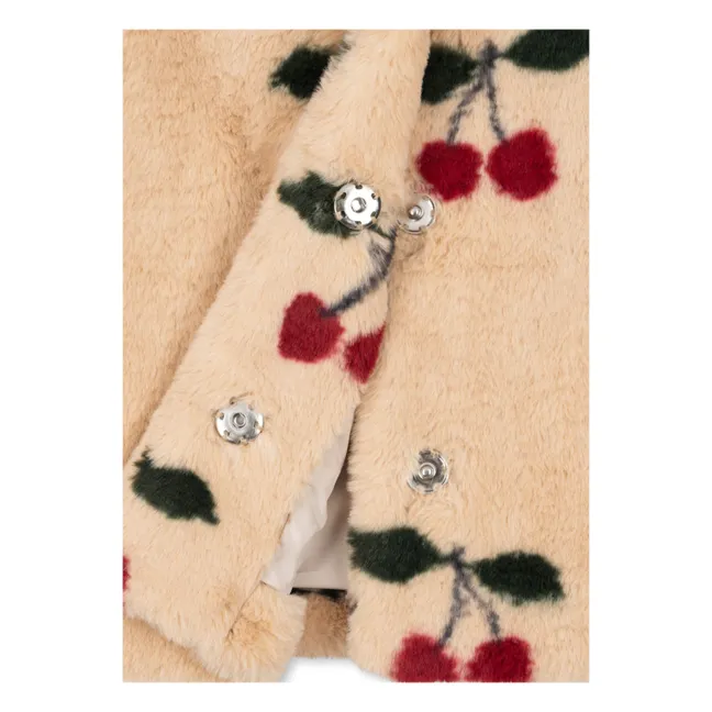 Manteau Façon Fourrure Fuzzie Cerises | Beige