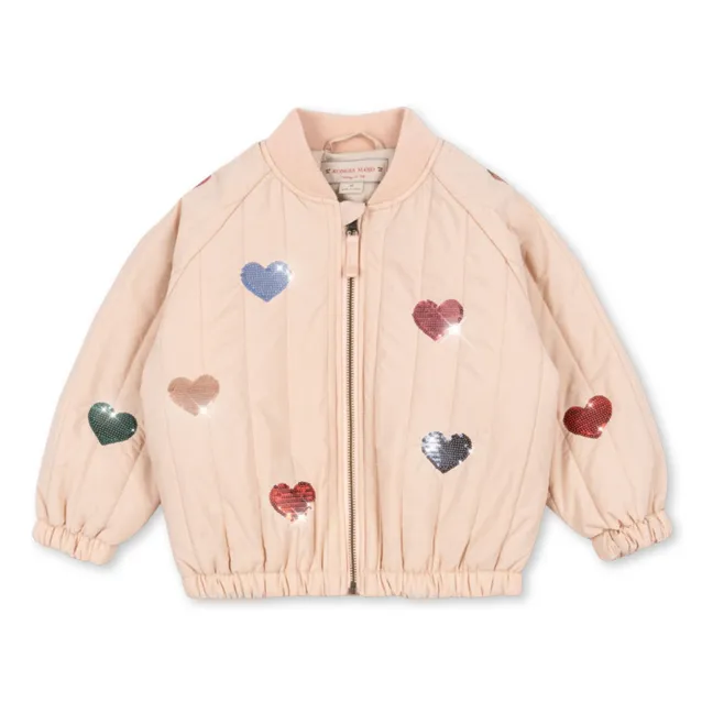 Bomber Sequins Juno Cœurs | Rose pâle