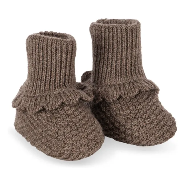 Pantofole in lana merino fruttate | Marrone