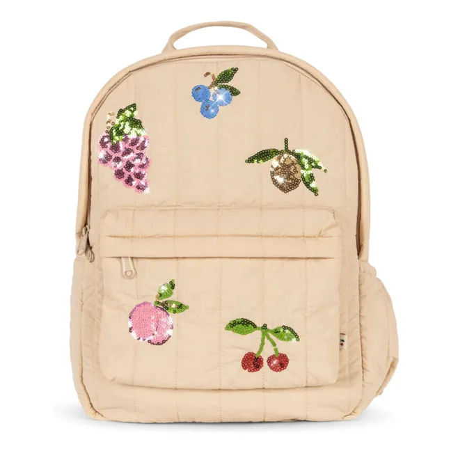 Juno Fruits Embroidered Quilted Backpack | Beige