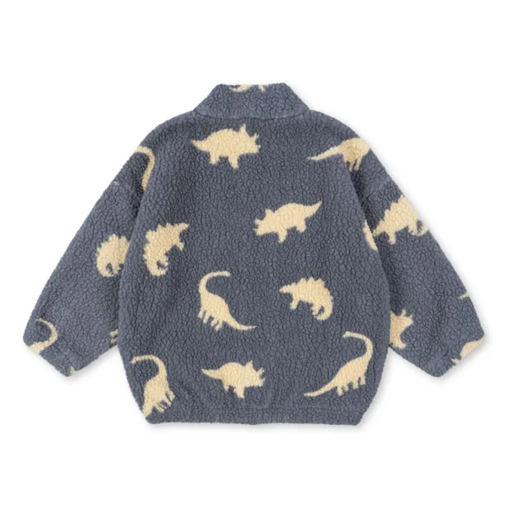 Veste Façon Sherpa Jody Dinosaures Fibres Recyclées | Bleu gris- Image produit n°3