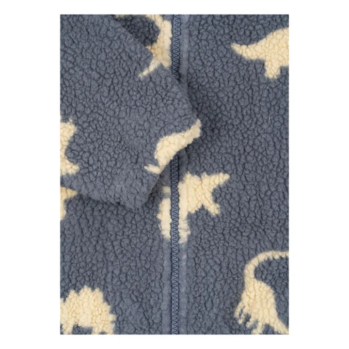 Veste Façon Sherpa Jody Dinosaures Fibres Recyclées | Bleu gris- Image produit n°4