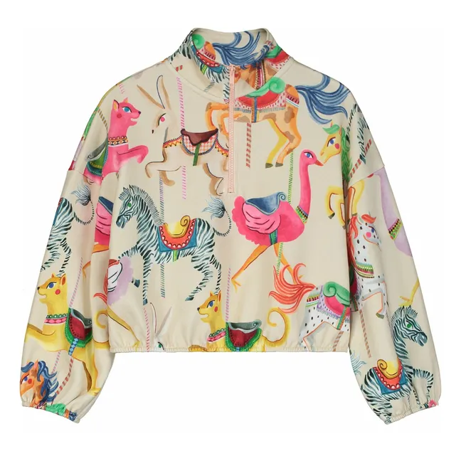 Sweat Zippé Carnival Coton Bio | Crème
