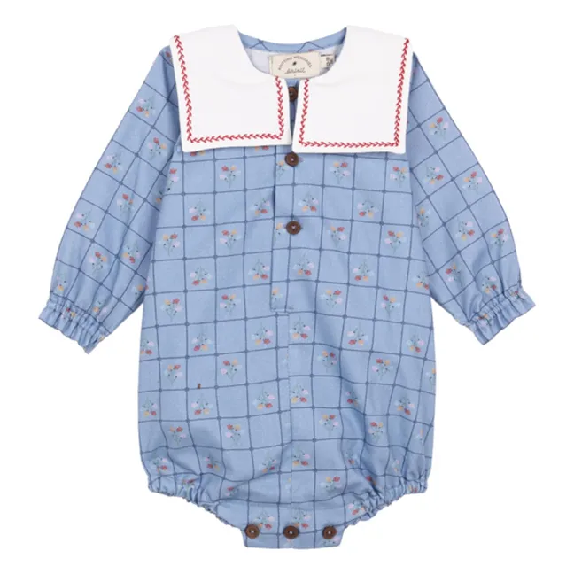 Barboteuse Catherina Coton Bio | Bleu