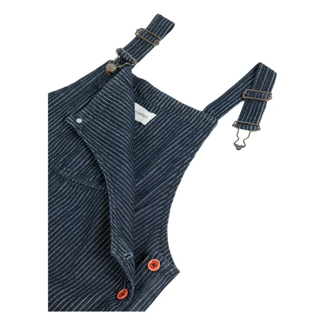 Salopette Rayée Denim Coton Bio - Collection Femme | Bleu marine
