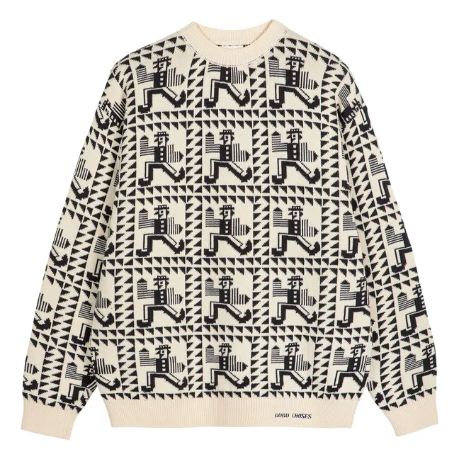 Pull Mr Pencil Jacquard Coton Bio - Collection Femme | Blanc cassé