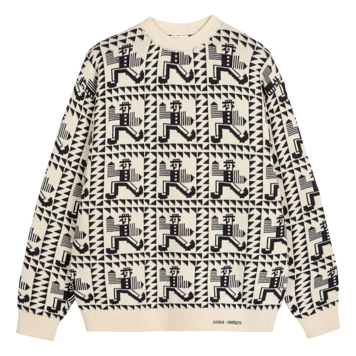 Pull Mr Pencil Jacquard Coton Bio - Collection Femme | Blanc cassé- Image produit n°0