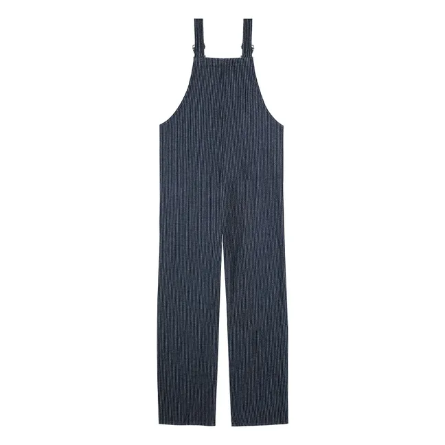 Salopette Rayée Denim Coton Bio - Collection Femme | Bleu marine