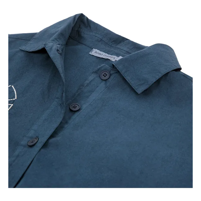 Chemise Kaleidoscope Brodée Coton Bio - Collection Femme | Bleu marine