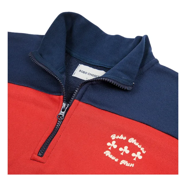 Sweat Color Block Coton Bio - Collection Femme | Rouge