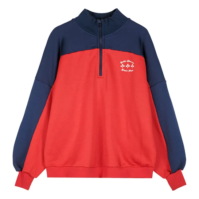 Sweat Color Block Coton Bio - Collection Femme | Rouge