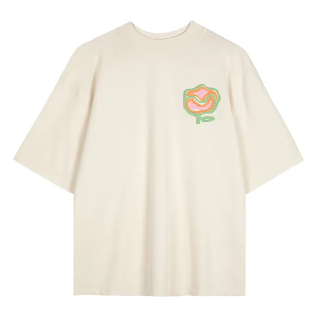 T-shirt Oversize Carnation Coton Bio - Collection Femme | Blanc cassé