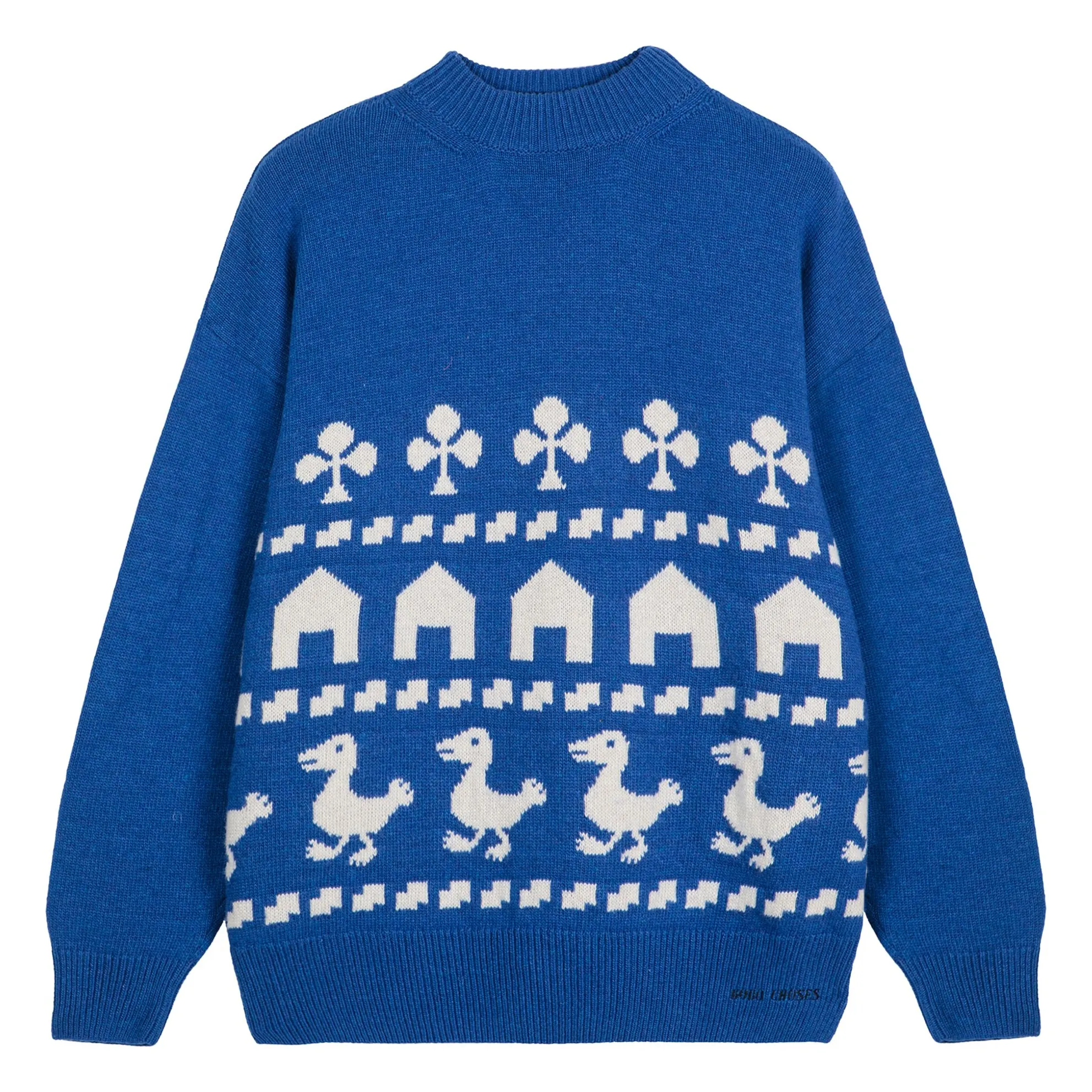 Bobo Choses Women's Blue Oversize Farm Jacquard Sweater - Collection