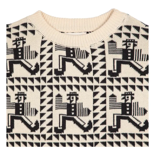 Pull Mr Pencil Jacquard Coton Bio - Collection Femme | Blanc cassé