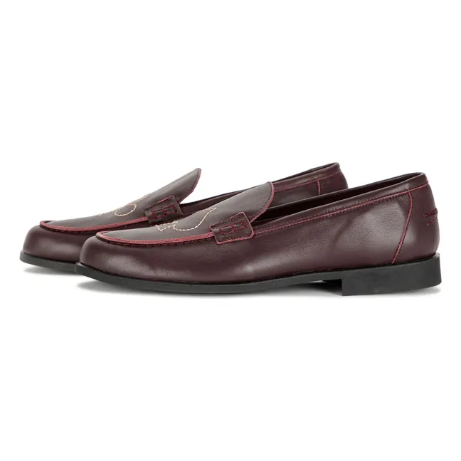 Mocassins Brodés Cuir - Collection Femme | Marron