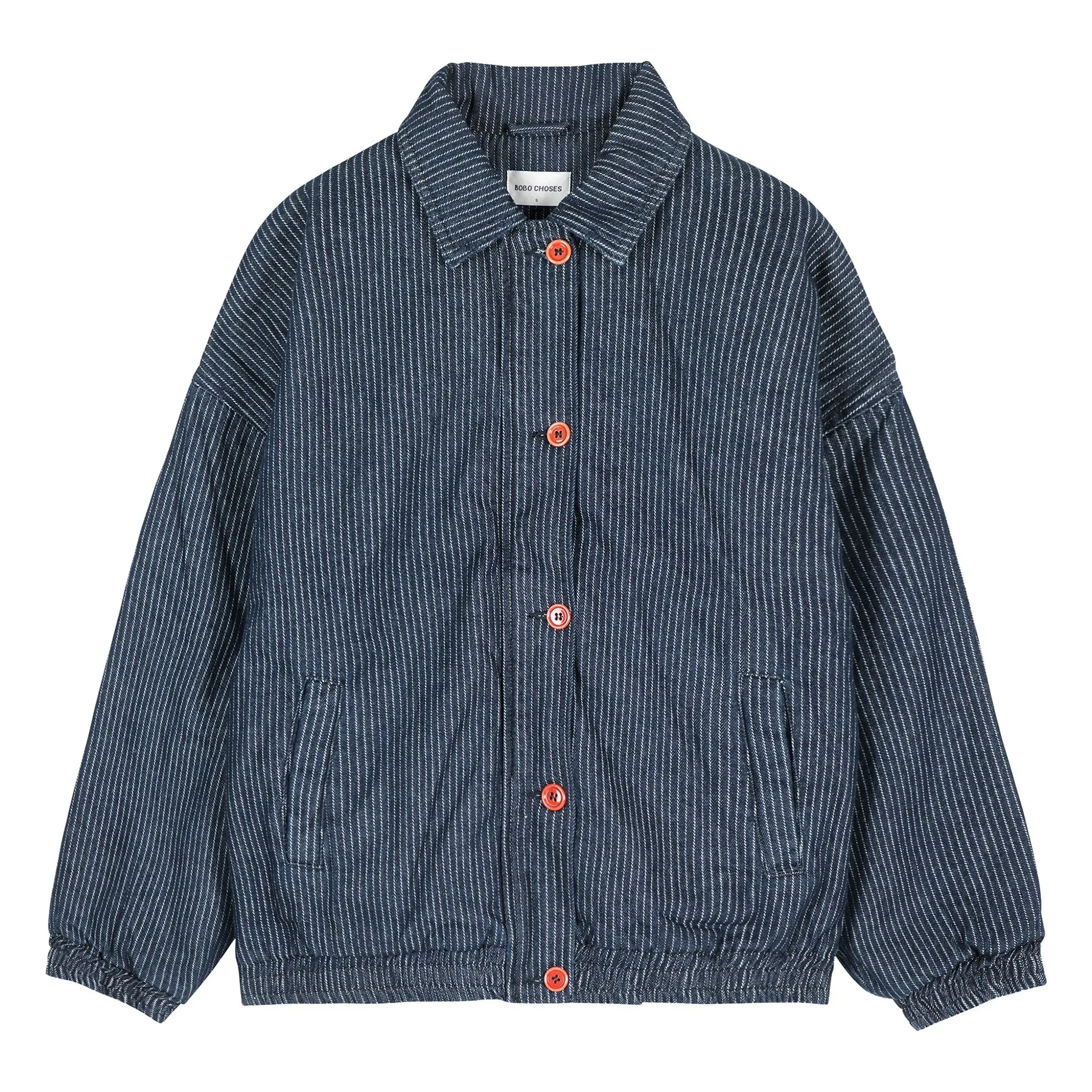 Bobo Choses Women's Navy Blue Striped Denim Organic Cotton Bomber - Collection