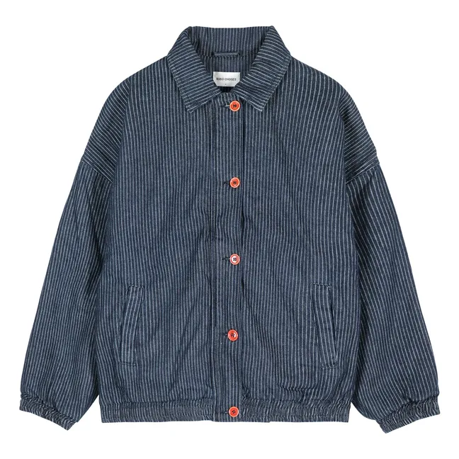 Bomber Rayée Denim Coton Bio - Collection Femme | Bleu marine