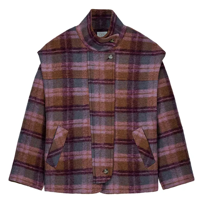 Manteau Kristina Carreaux Laine - Collection Femme | Rose