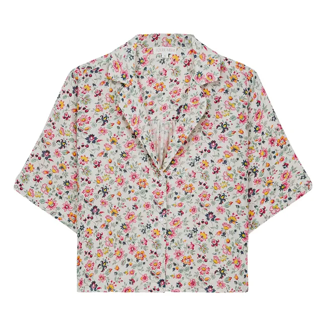 Louka Wild Flowers Organic Cotton Double Gauze Pyjamas - Women's Collection | Cream