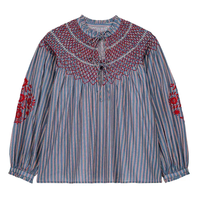 Bluse Pal Rayée Voile de Coton - Damenkollektion | Stahlblau