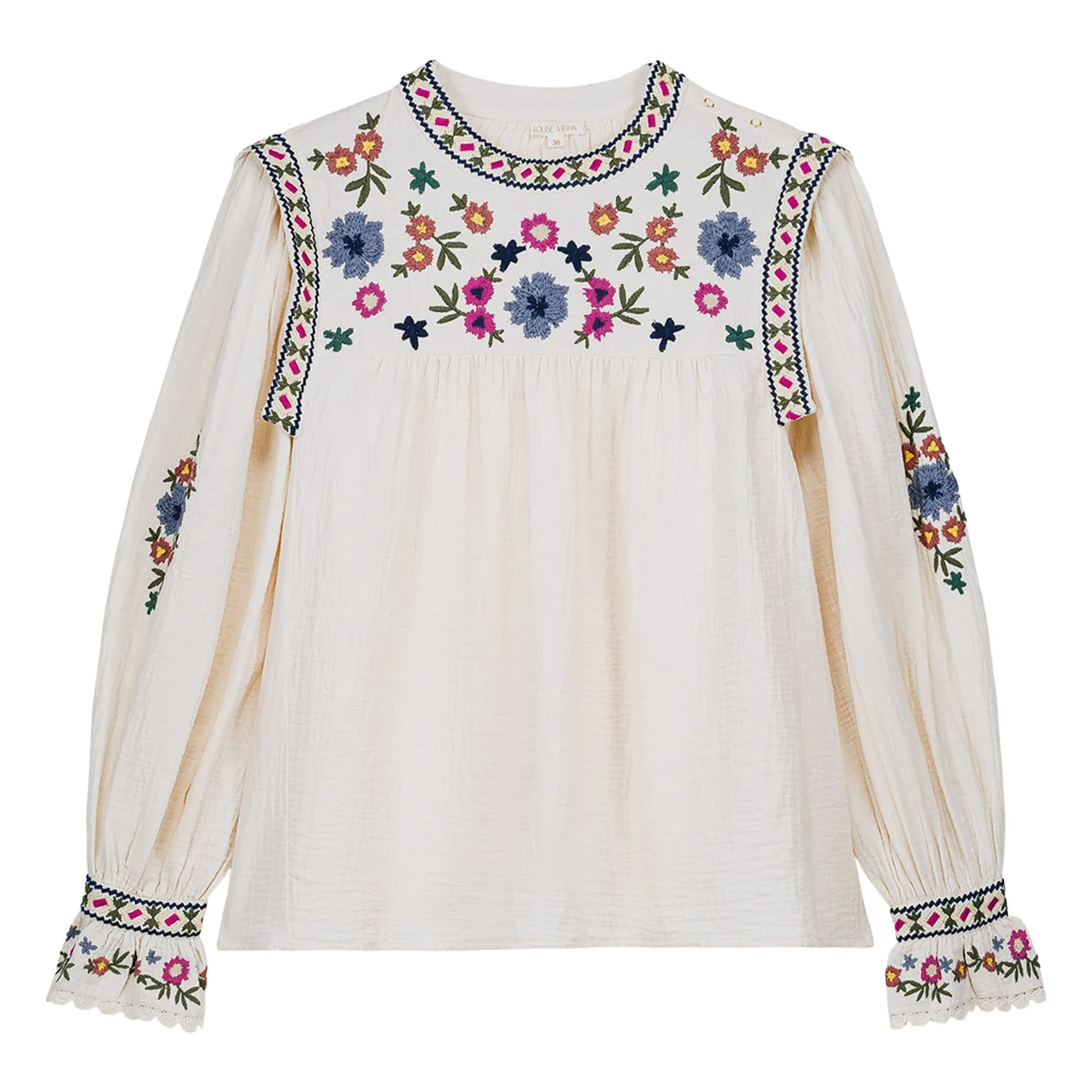 Louise Misha Women's Cream Blouse Izza Double Organic Cotton Gauze - Collection