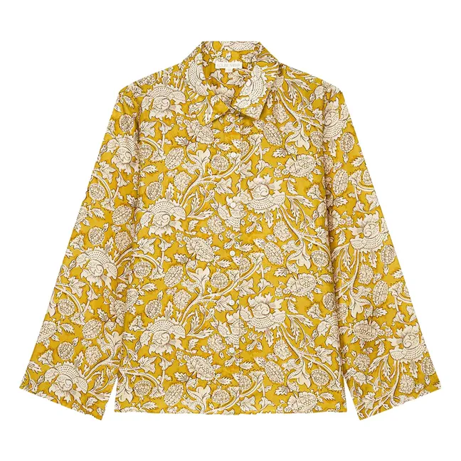 Haut de Pyjama Loulna Mountain Avens Soie Habutai - Collection Femme | Jaune