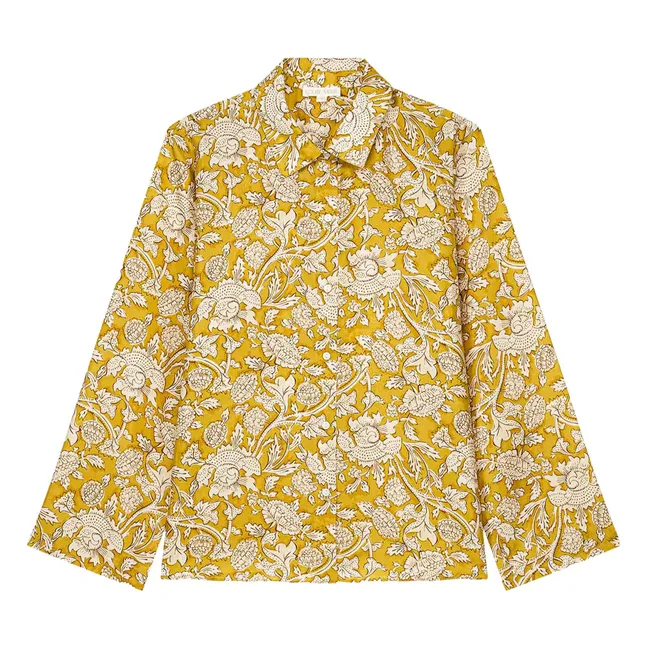 Loulna Mountain Avens Pijama de seda Habutai - Colección Femenina | Amarillo