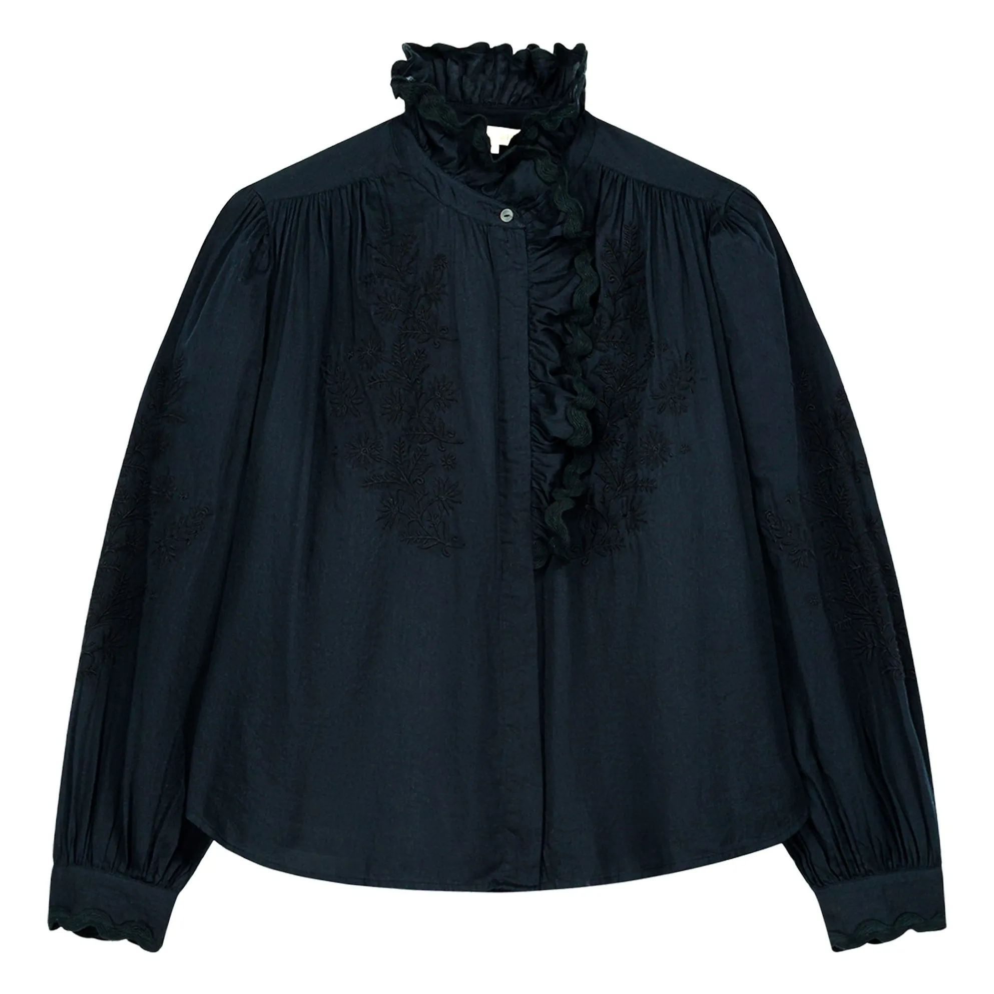 Louise Misha Women's Black Blouse Cora Voile De Coton Bio - Collection