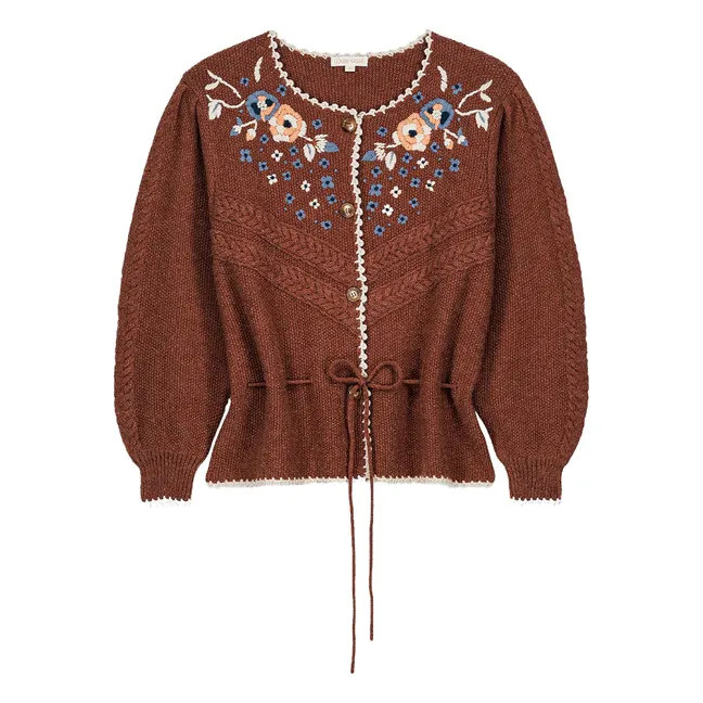 Cardigan Sandya Fibres Recyclées - Collection Femme | Marron