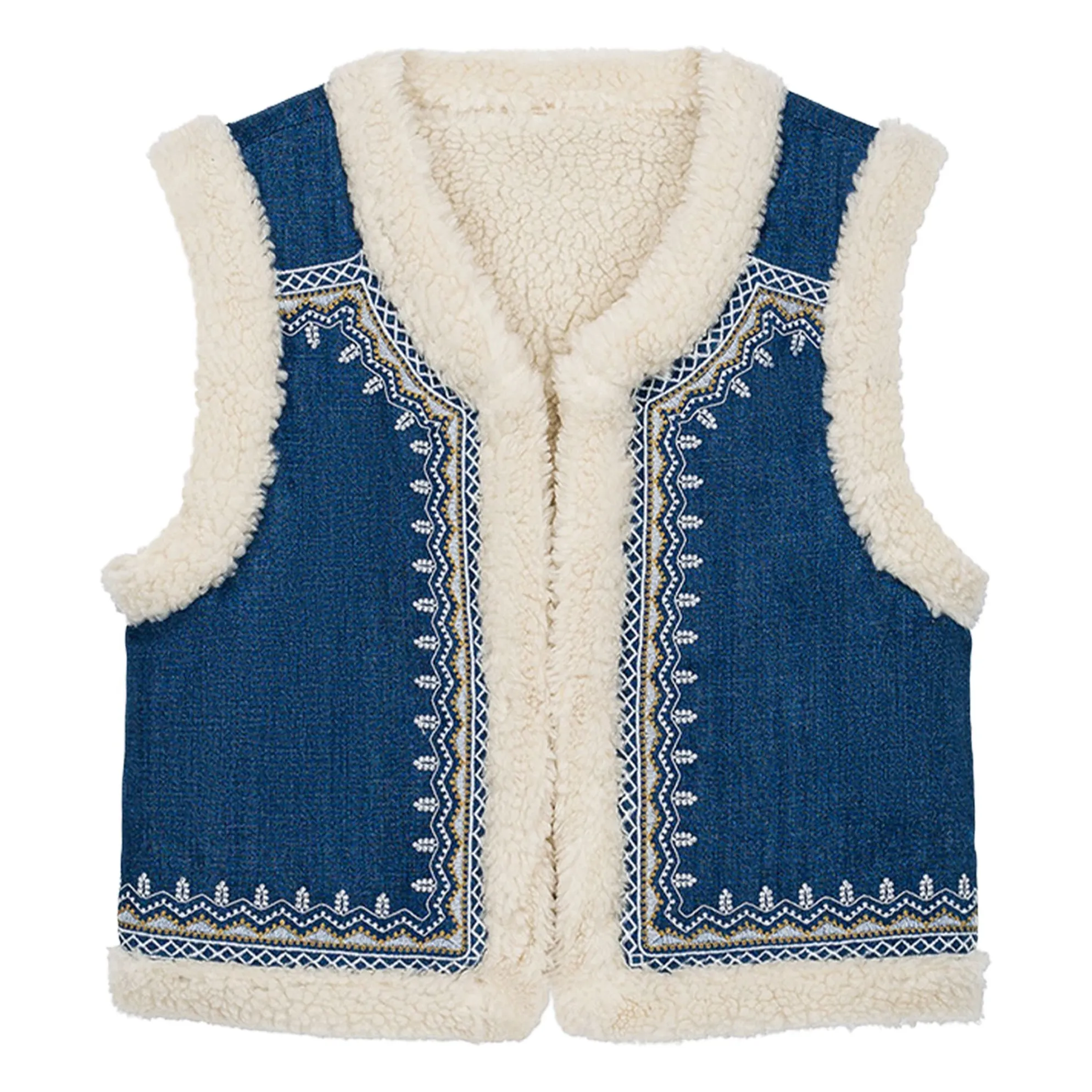 Louise Misha Women's Blue Figara Denim Reversible Sleeveless Jacket - Collection