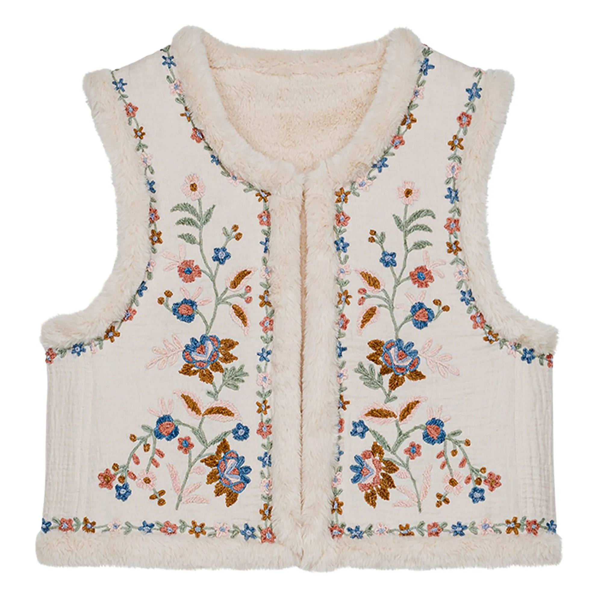 Louise Misha Women's Cream Reversible Sleeveless Jacket Renée Double Gauze Organic Cotton - Collection