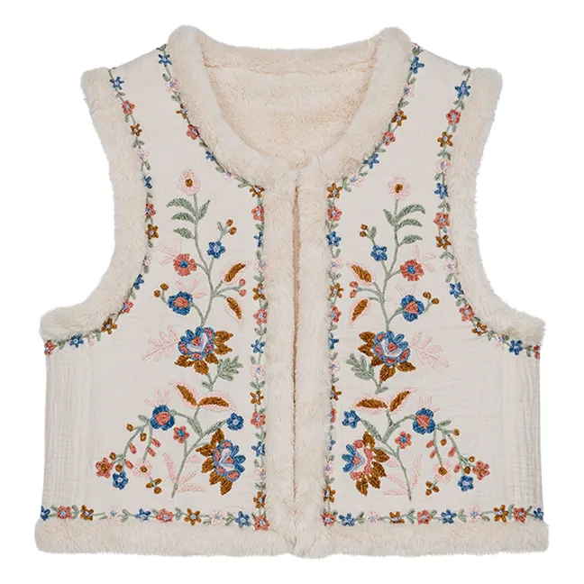 Veste Sans Manches Réversible Renée Double Gaze Coton Bio - Collection Femme | Crème