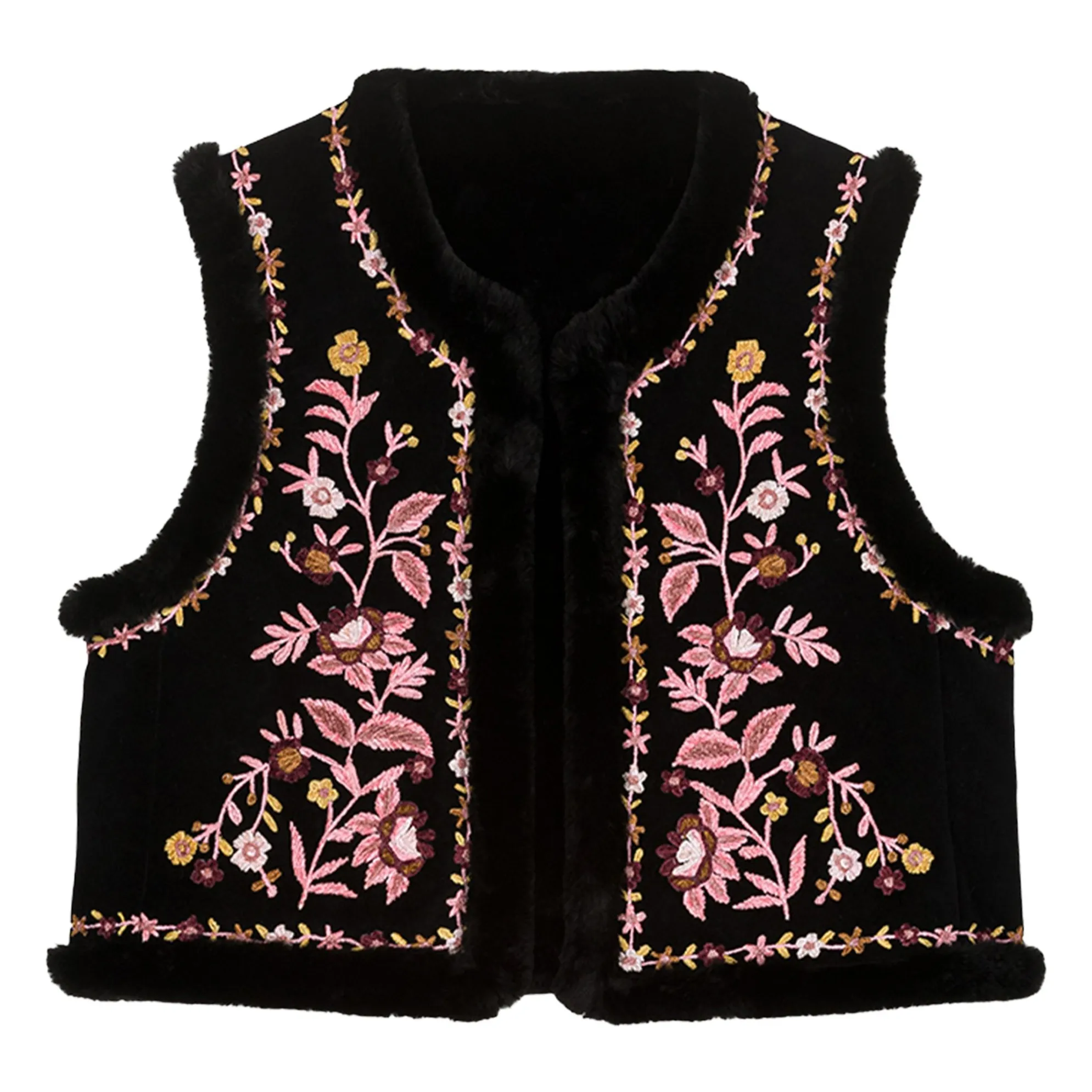 Louise Misha Women's Black Renée Velours Reversible Sleeveless Jacket - Collection