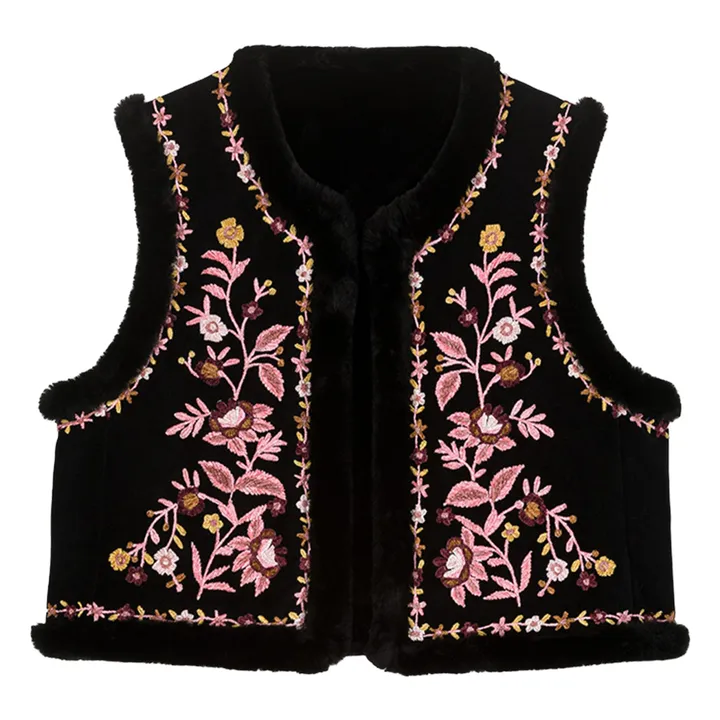 Renée Velours Reversible Sleeveless Jacket - Women's Collection | Black- Product image n°0
