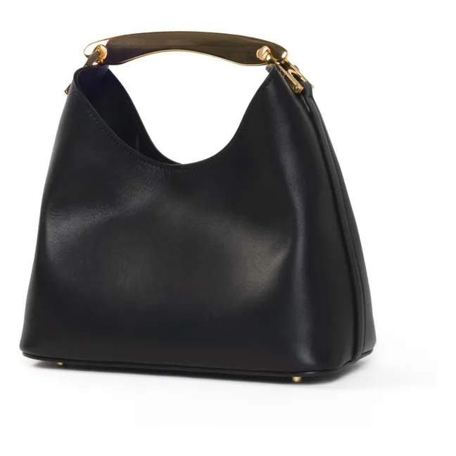 Kleine Bumerang-Ledertasche | Schwarz