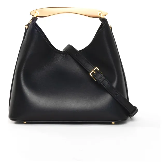 Small Boomerang Leather bag | Black