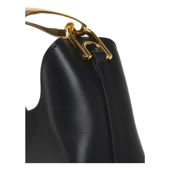 Small Boomerang Leather bag | Black