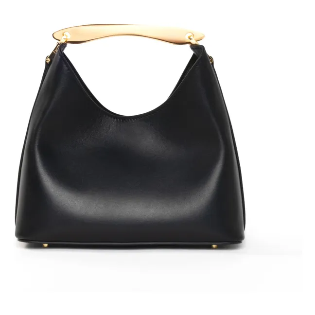 Small Boomerang Leather bag | Black