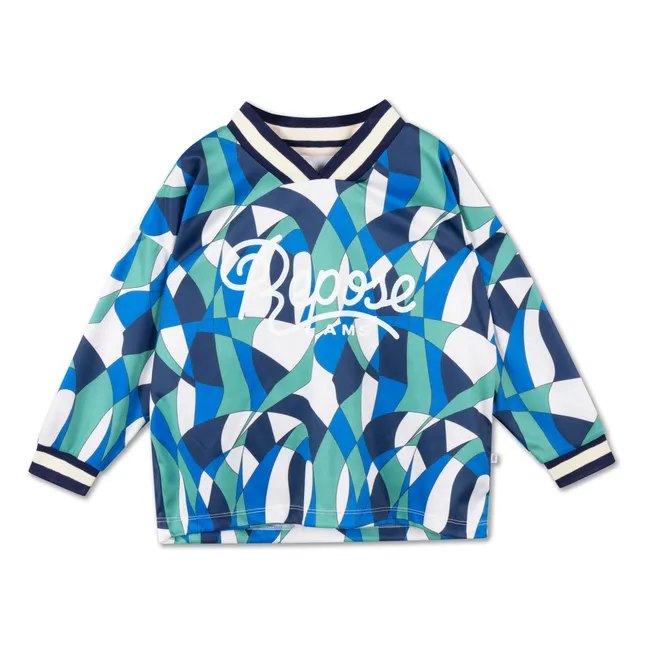 T-shirt Col V Fibres Recyclées | Bleu