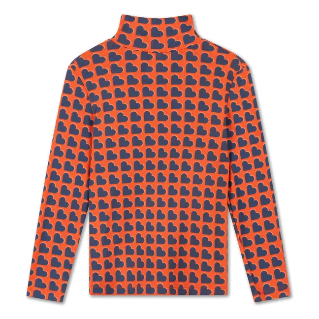 Pull Col Roulé Cœurs Coton Bio | Sanguine