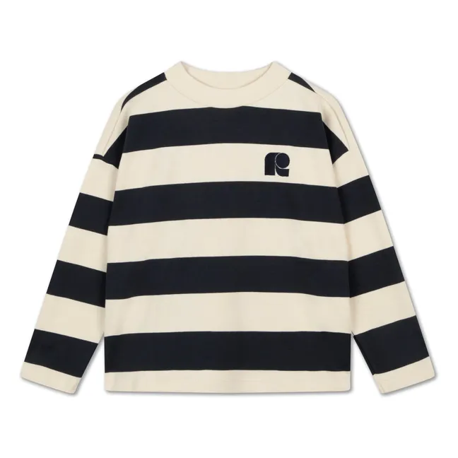 Sweat Rayé Coton Bio | Beige